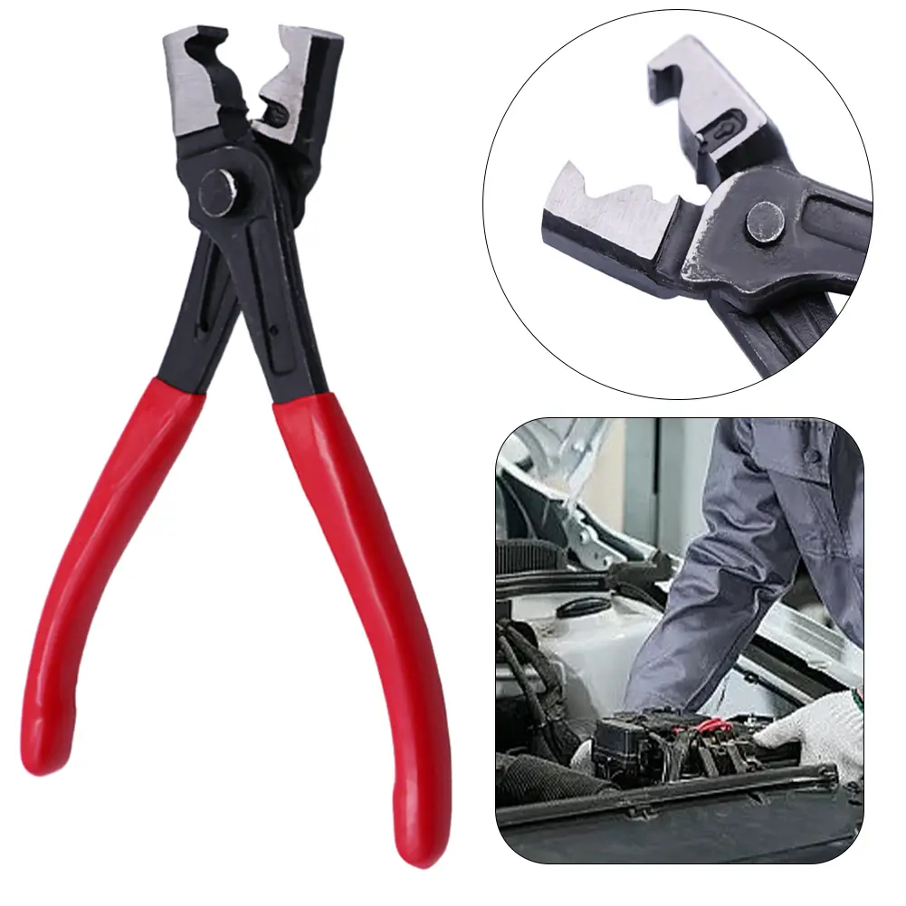 Auto Water Oil Pipe Flat Band Ring Clamp Pliers R Type Collar Hose Clip Clamp Pliers Car Water Pipe Locking Pliers Car Hand Tool