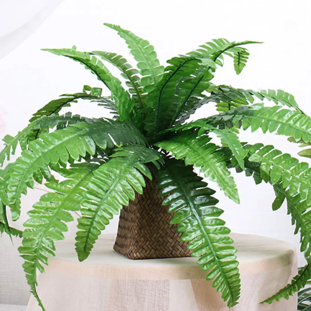 2Pcs Artificial Ferns Faux Ferns 20 Leaves for Each Bouquet Fake Grass Leaves Plant Lifelike 21 Inch for Farmhouse Entrance