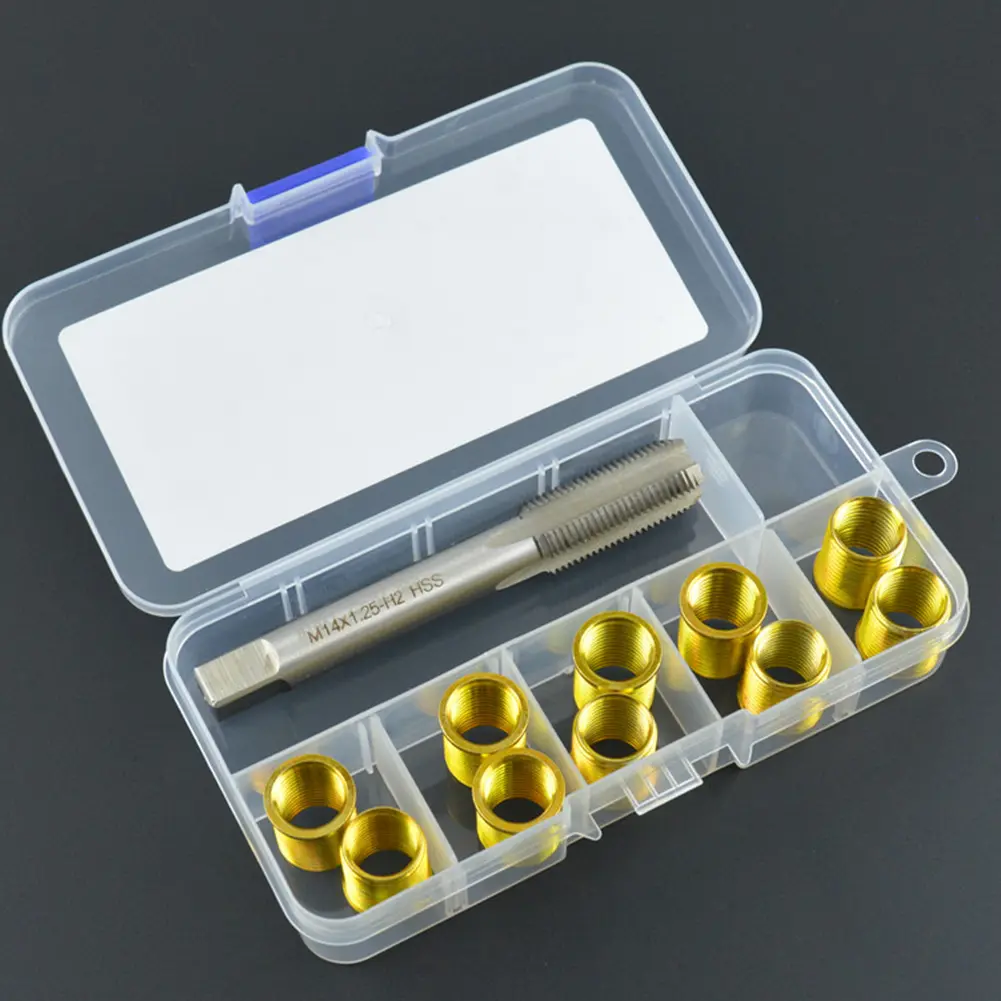 Spark Plug Thread Repair Kit M12x1.25 Inserts and M14x1.25 Tap Kit Cylinder Head Rethreaded Kit for Automotive Engine