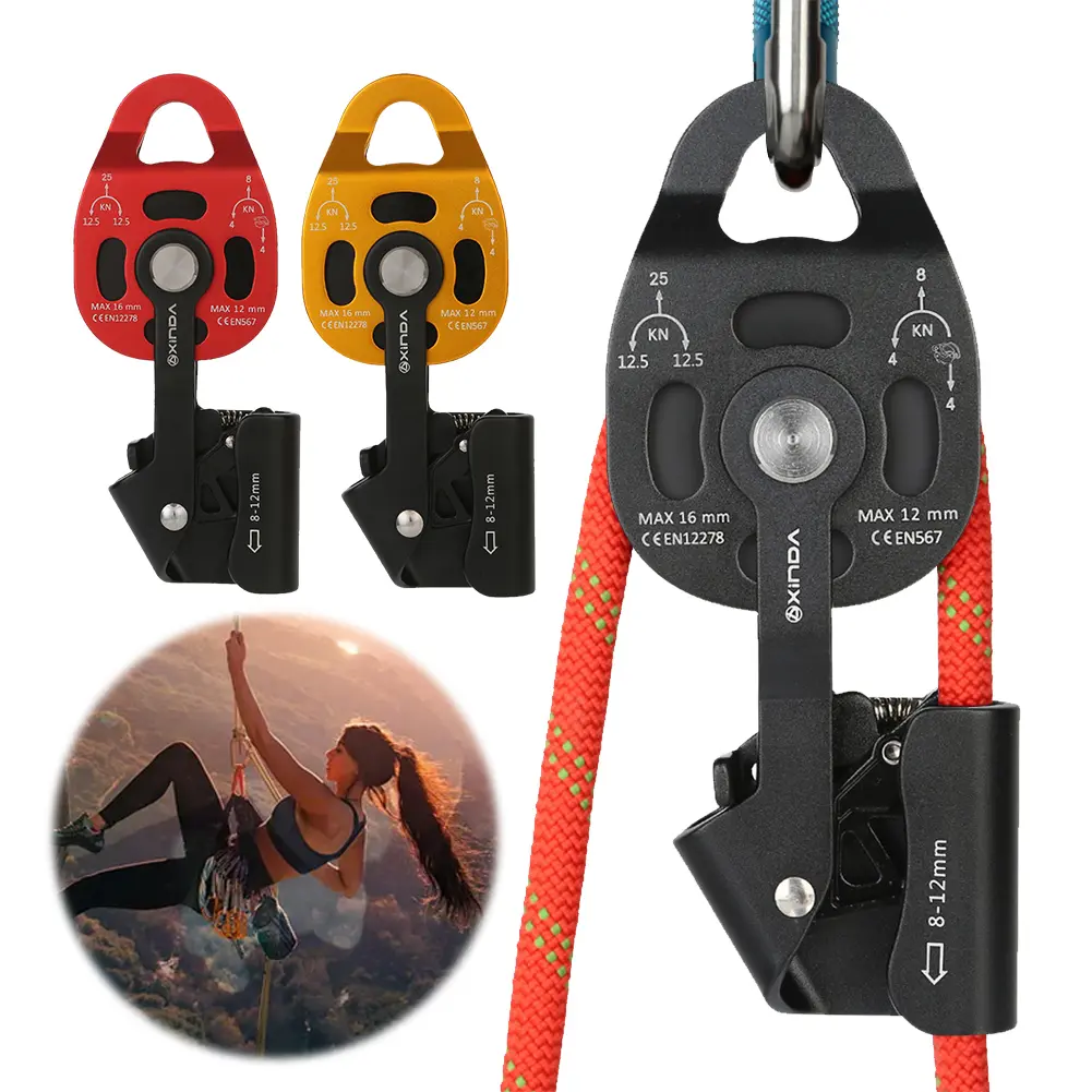 25KN Climbing Lifting Pulley Lift Weight Pulley Device Outdoor Rope Pulley for Rock Climb High Altitude Heavy Transport