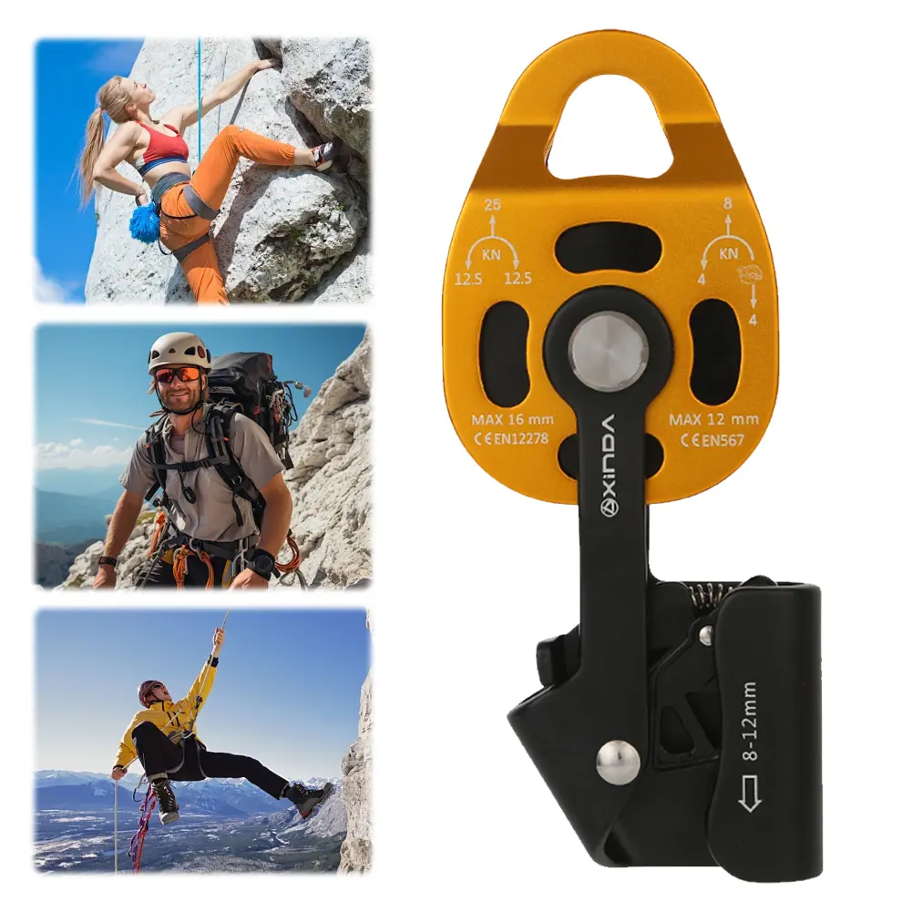 25KN Climbing Lifting Pulley Lift Weight Pulley Device Outdoor Rope Pulley for Rock Climb High Altitude Heavy Transport