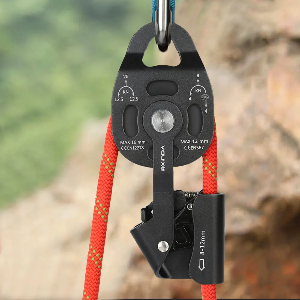 25KN Climbing Lifting Pulley Lift Weight Pulley Device Outdoor Rope Pulley for Rock Climb High Altitude Heavy Transport