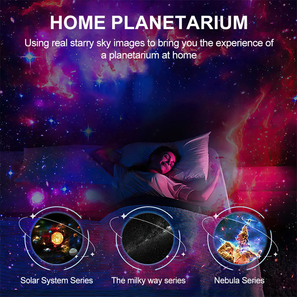 LED Galaxy Projector Starry Night Light 360 Degree Rotating Night Light Galaxy Projector Timing for Birthday Valentines Gift