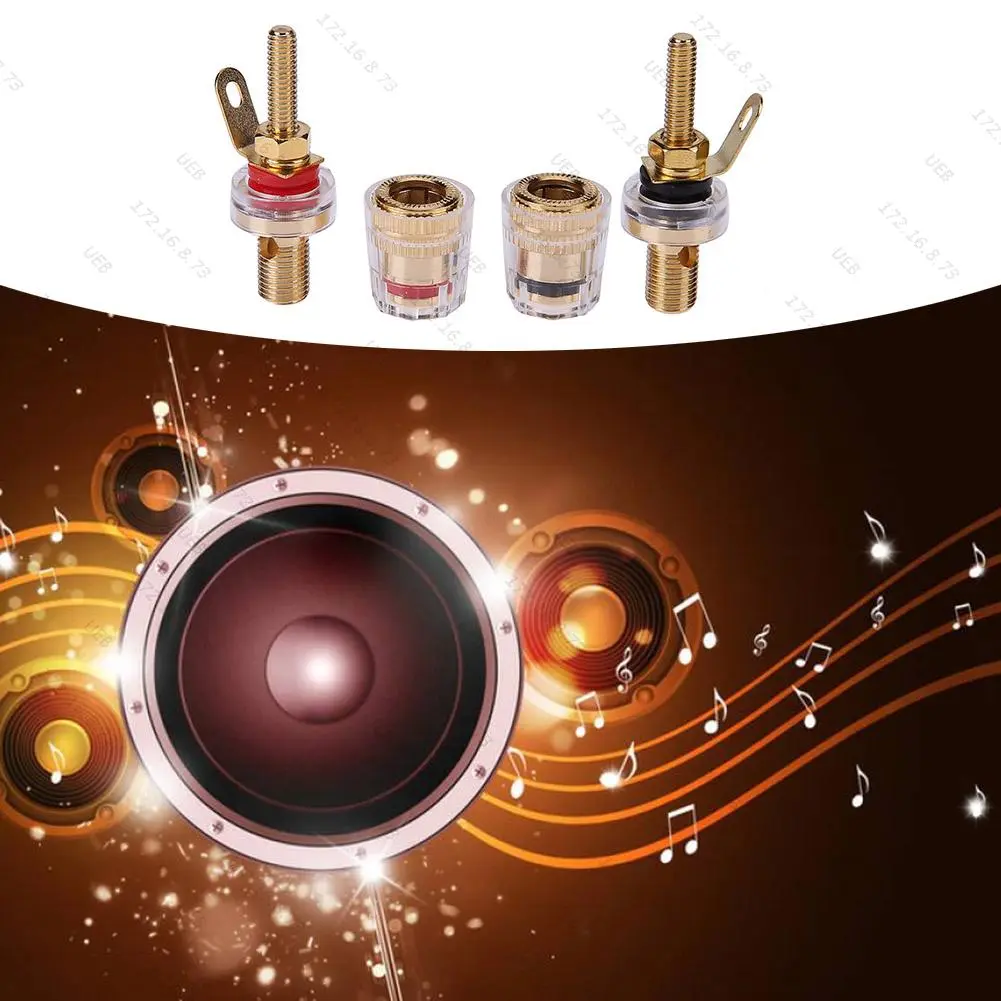2pcs 4mm Banana Socket Professional Gold Plated Binding Post Nut Banana Plug Jack Connector Clear Speaker Jack Adapter Socket