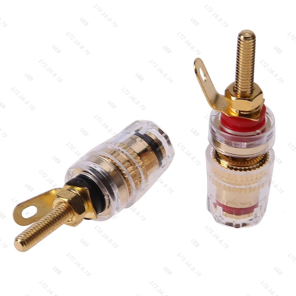 2pcs 4mm Banana Socket Professional Gold Plated Binding Post Nut Banana Plug Jack Connector Clear Speaker Jack Adapter Socket