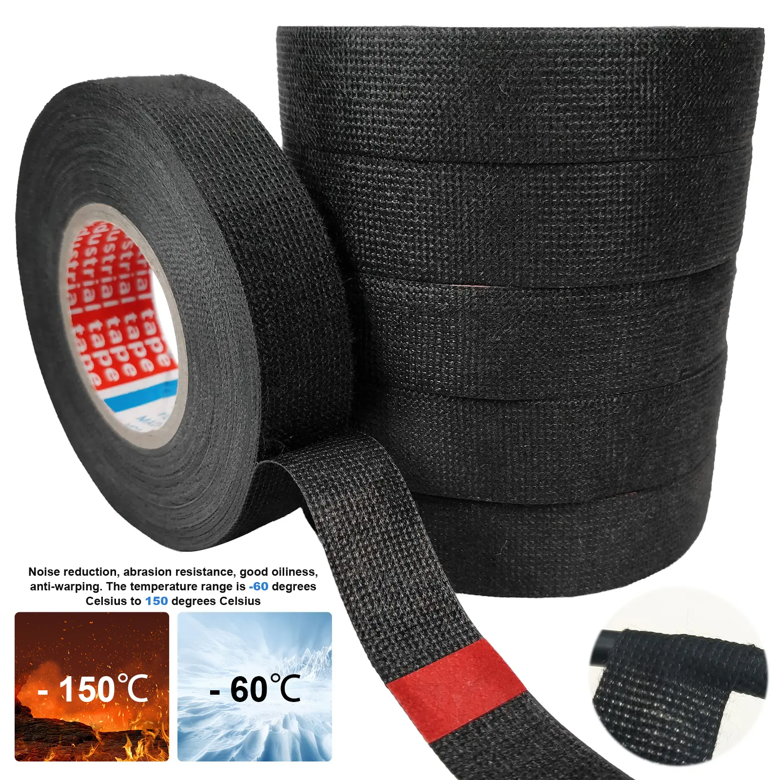 5 Rolls Wire Loom Harness Tape Flame Retardant Wiring Harness Cloth Tape Insulation Electrical Tape for Automotive Engines