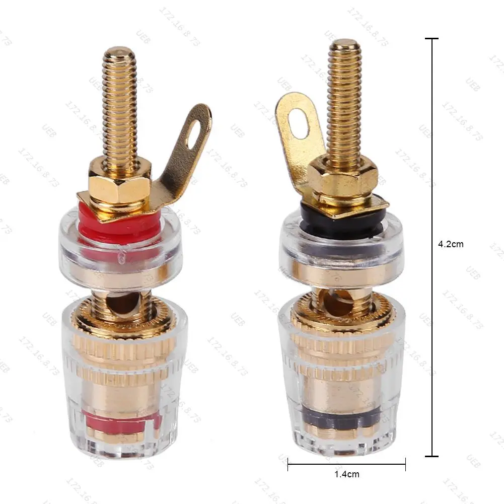 2pcs 4mm Banana Socket Professional Gold Plated Binding Post Nut Banana Plug Jack Connector Clear Speaker Jack Adapter Socket