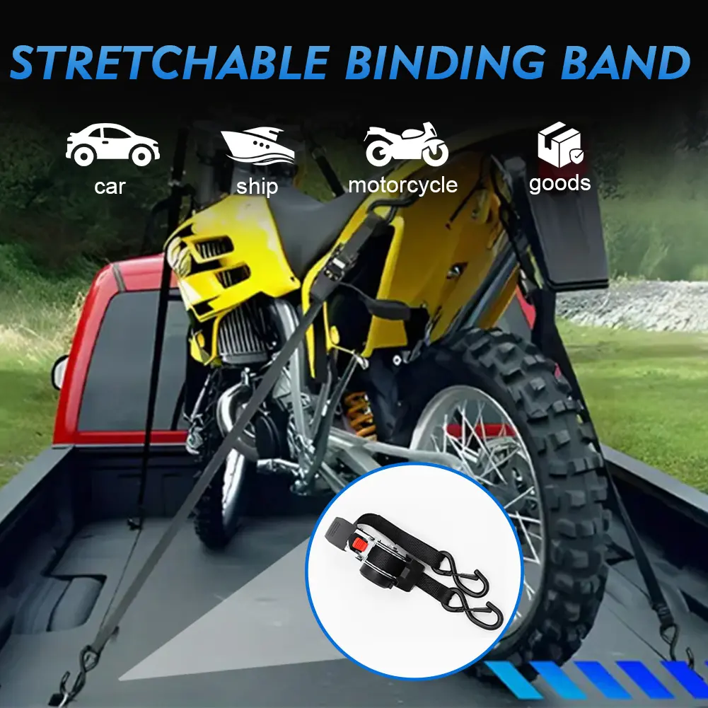 Retractable Ratchet Strap with Safety S Hooks Heavy Duty Tie Down Auto Self Retracting Tie Down Strap for Motorcycles Cargo