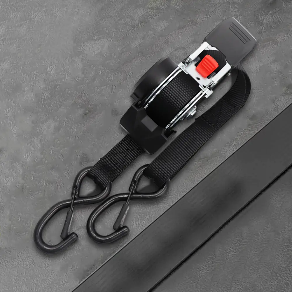 Retractable Ratchet Strap with Safety S Hooks Heavy Duty Tie Down Auto Self Retracting Tie Down Strap for Motorcycles Cargo