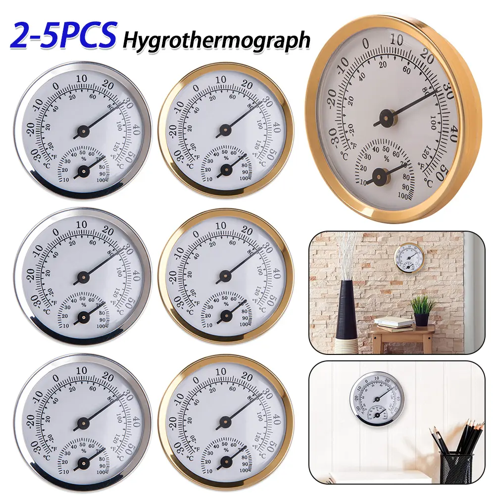 2-5PCS Mechanical Hygrothermograph Home Wall Temperature Humidity Dial Meter Thermometer  Room Hygrometer Gauge Damp Detector