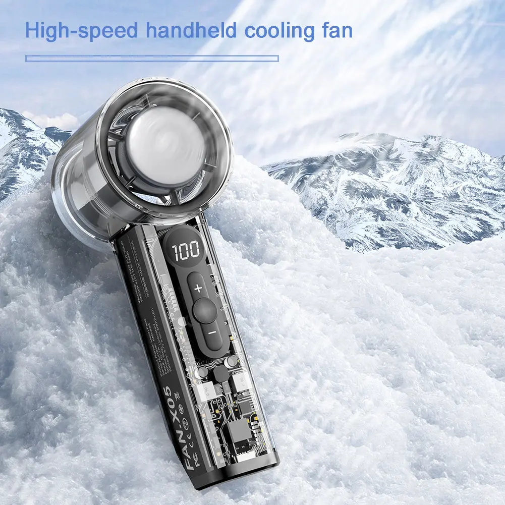 Refrigeration Portable Handheld Turbo Fan USB Rechargeable 100 Wind Speeds Mini Personal Fan for Travel Camping Outdoor & Indoor