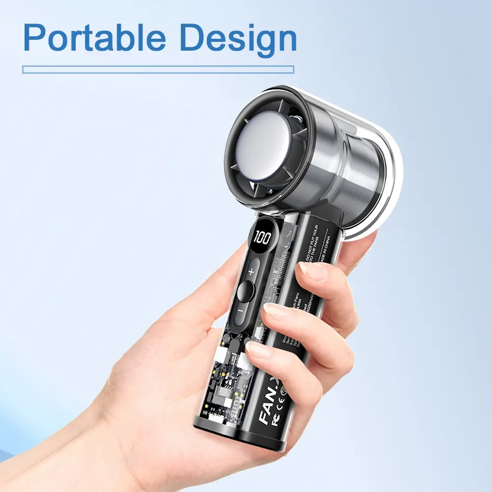 Refrigeration Portable Handheld Turbo Fan USB Rechargeable 100 Wind Speeds Mini Personal Fan for Travel Camping Outdoor & Indoor