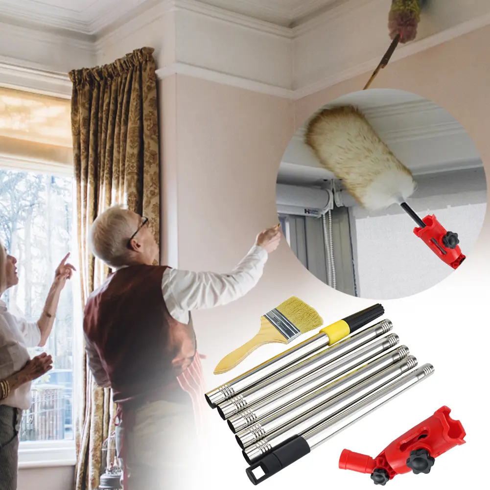 Multi-Angle Paint Brush Extender Extension Pole Attachments Telescopic Ceiling Wall Painting Rods Cleaning Brush Extender Stick