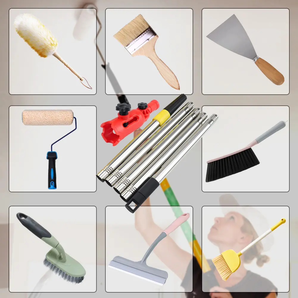 Multi-Angle Paint Brush Extender Extension Pole Attachments Telescopic Ceiling Wall Painting Rods Cleaning Brush Extender Stick