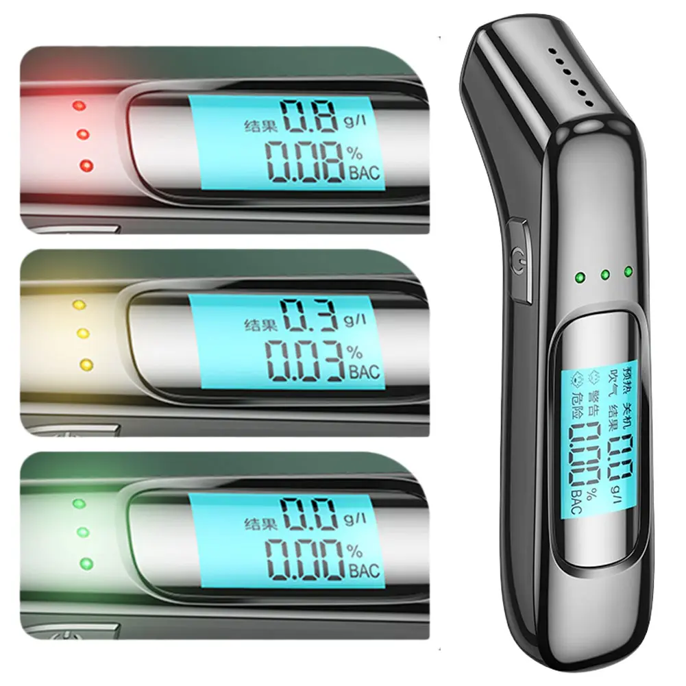 Alcohol Tester Professional Breath Alcohol Tester with LCD Screen Non-Contact Breathalyzer USB Rechargeable for Professional Use