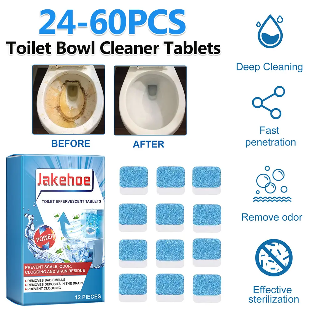 24-60Pcs Detergent Eliminate Odor Toilet Bowl Cleaner Tablets Remove Urine Stains Dirt Toilet Cleaning Effervescent Tablets