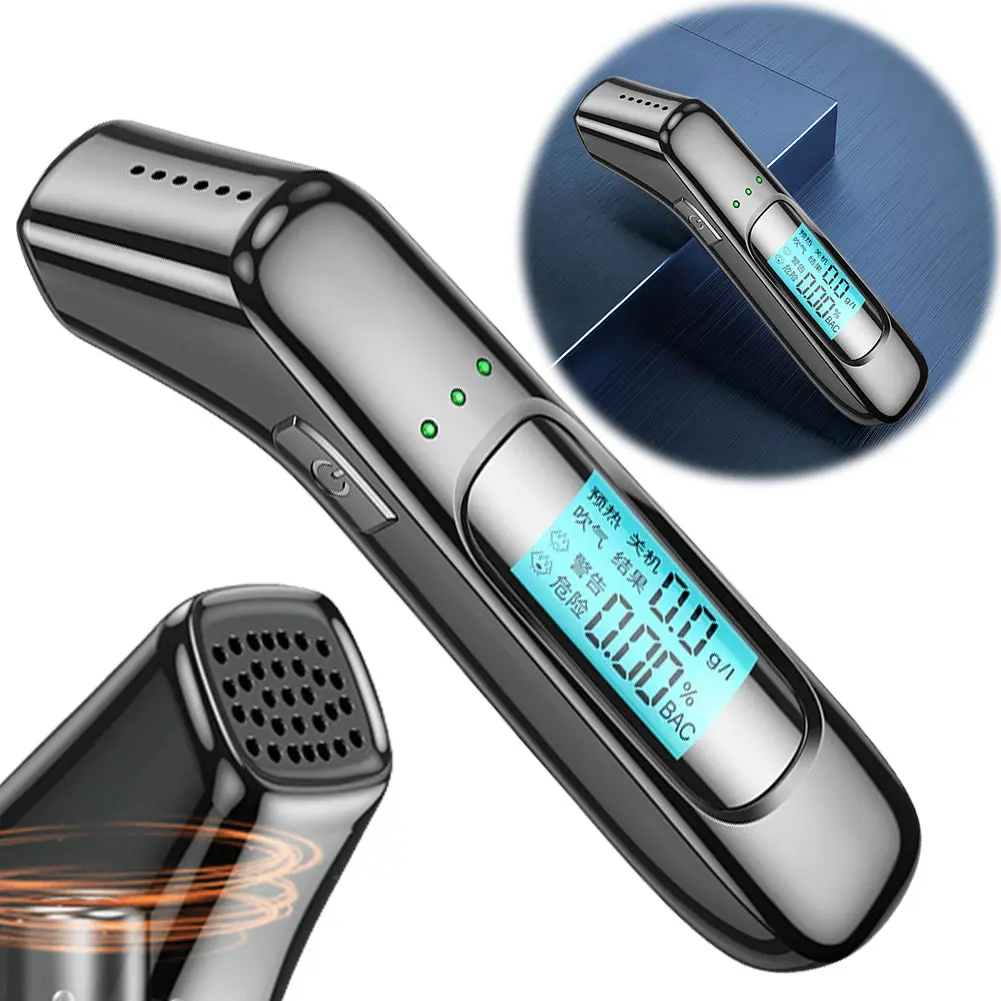 Alcohol Tester Professional Breath Alcohol Tester with LCD Screen Non-Contact Breathalyzer USB Rechargeable for Professional Use