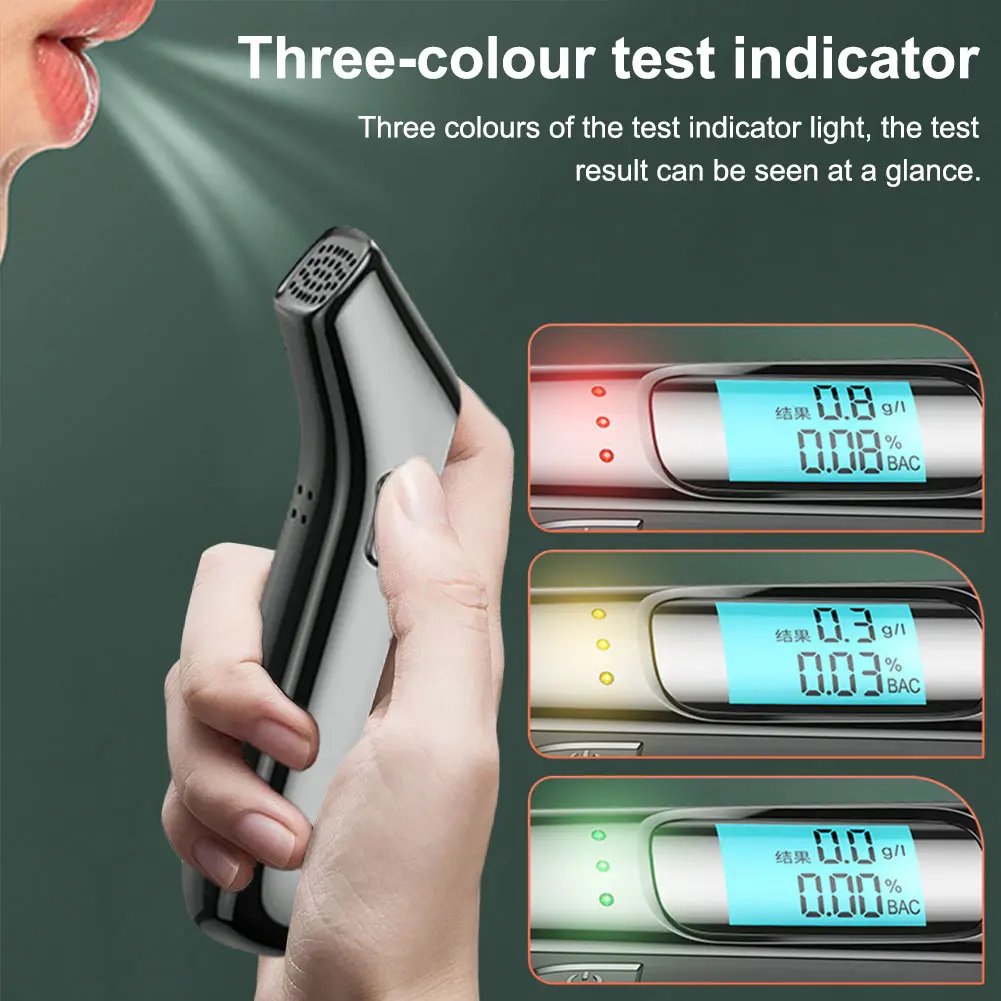 Alcohol Tester Professional Breath Alcohol Tester with LCD Screen Non-Contact Breathalyzer USB Rechargeable for Professional Use