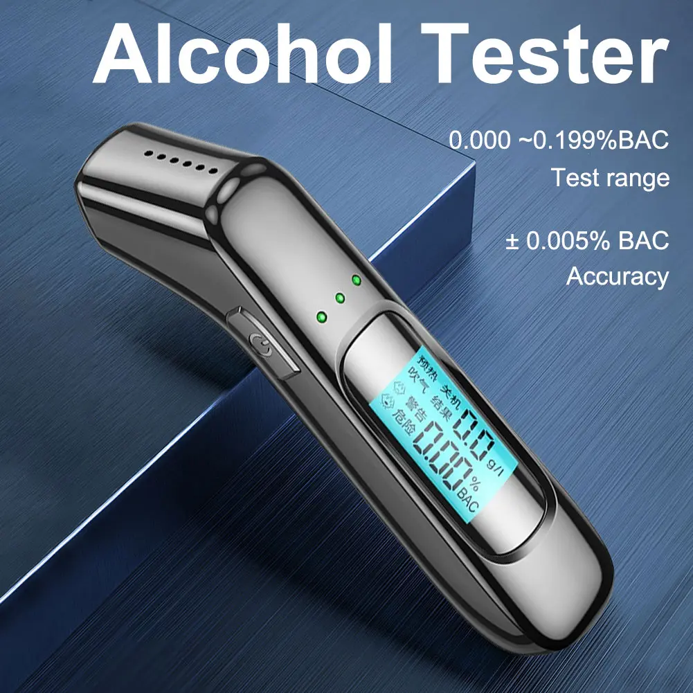 Alcohol Tester Professional Breath Alcohol Tester with LCD Screen Non-Contact Breathalyzer USB Rechargeable for Professional Use