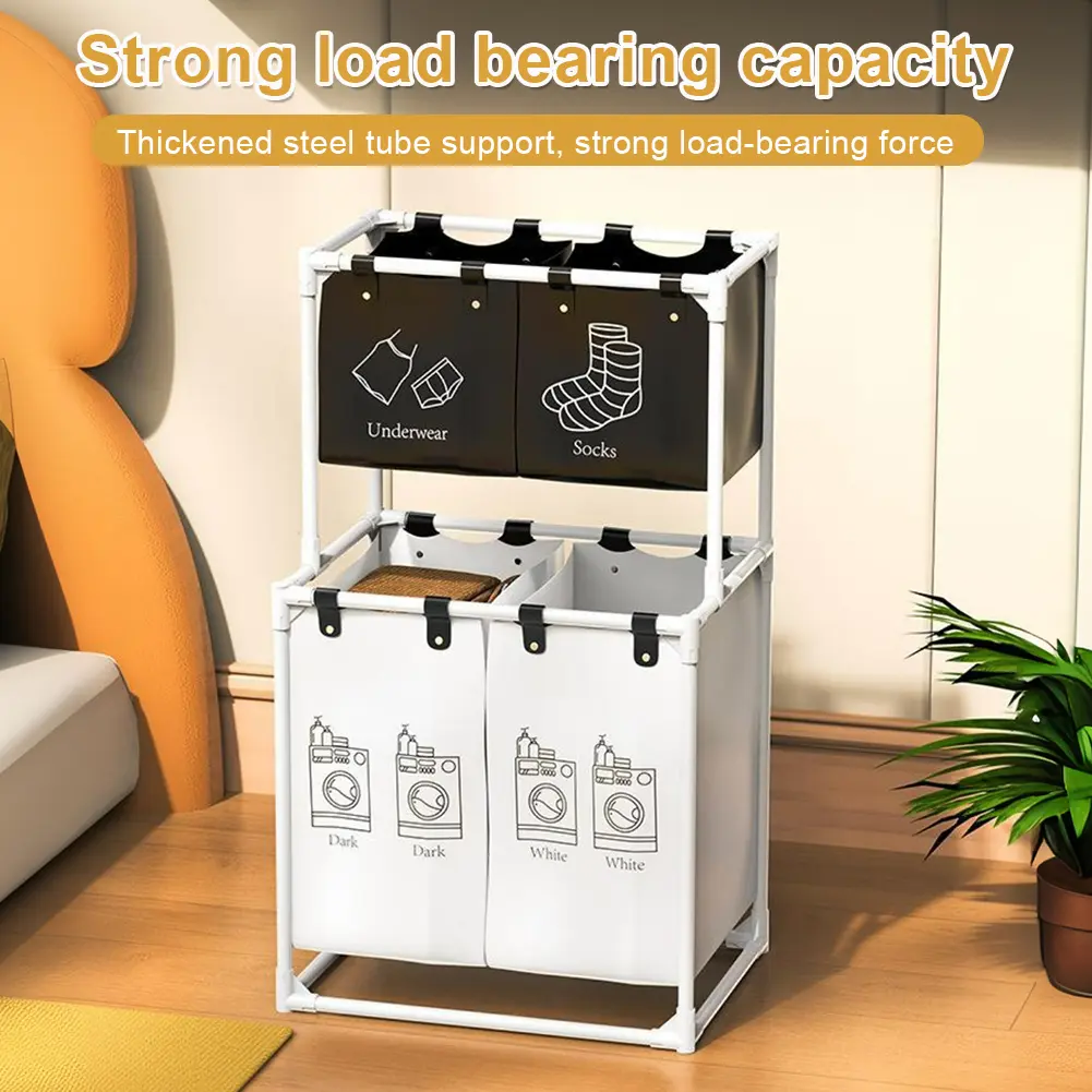 Laundry Sorter Basket Dirty Clothes Hamper 2/3 Layer Laundry Sorter Organizer Waterproof Clothing Storage Rack for Home Dorm
