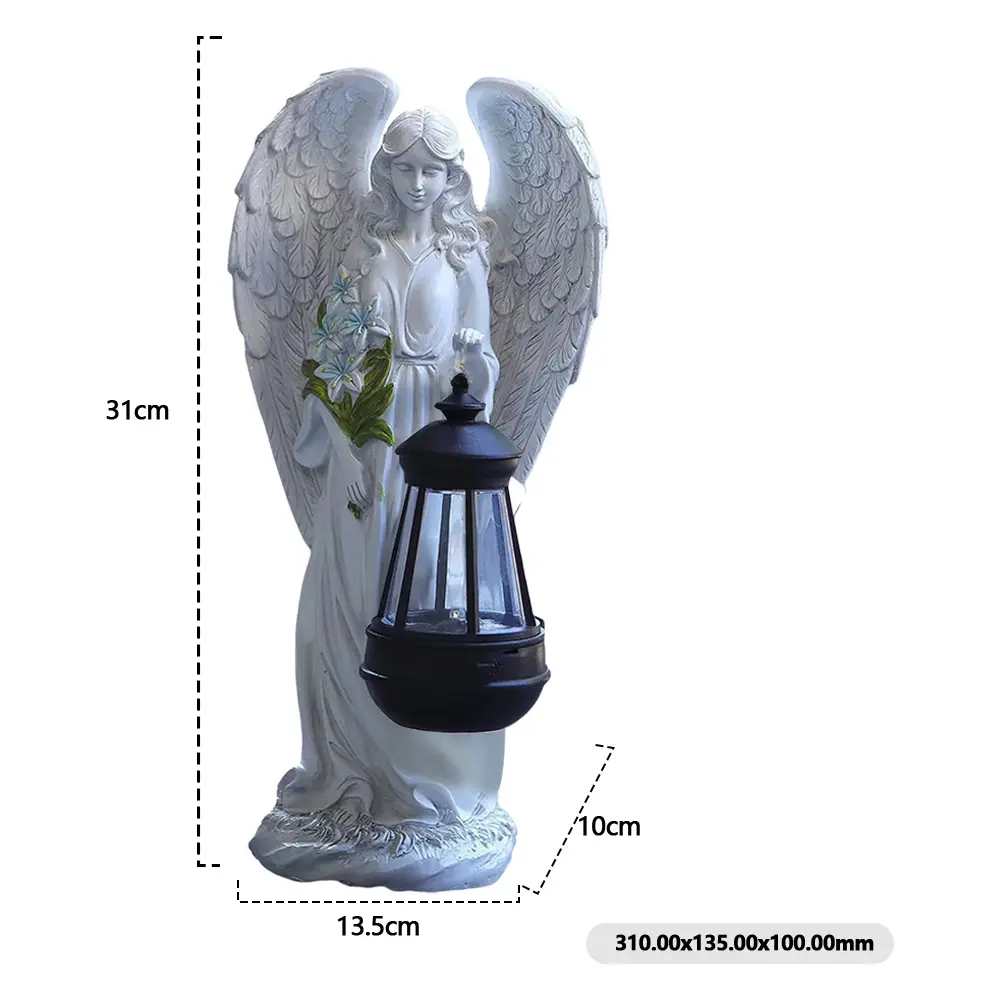 Solar Angel Statue Light Auto On & Off Decorative Angel Figurine Lantern Fairy Figurine Decor Lamp for Outside Yard Art Patio