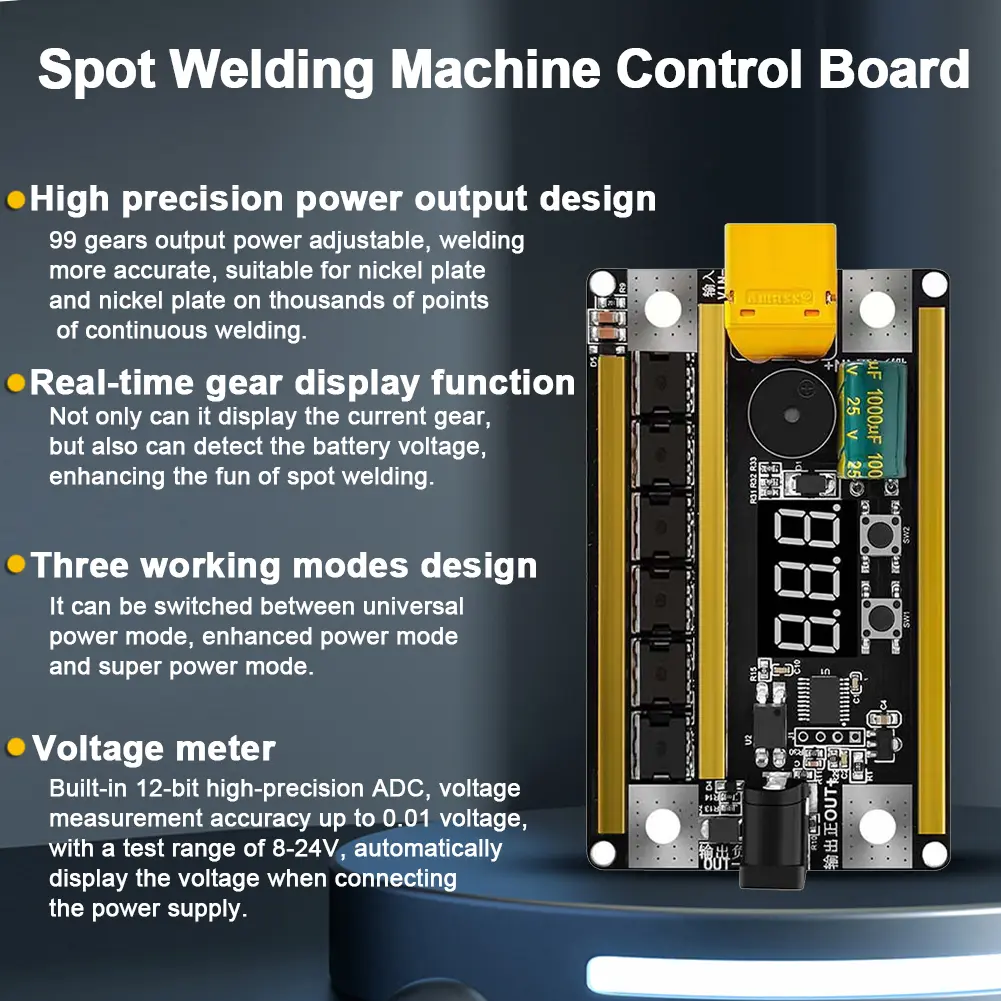 GX591 Battery Energy Storage Spot Welding Machine with Automatically Trigger Welding 12V Welding Circuit Board for 18650 Battery
