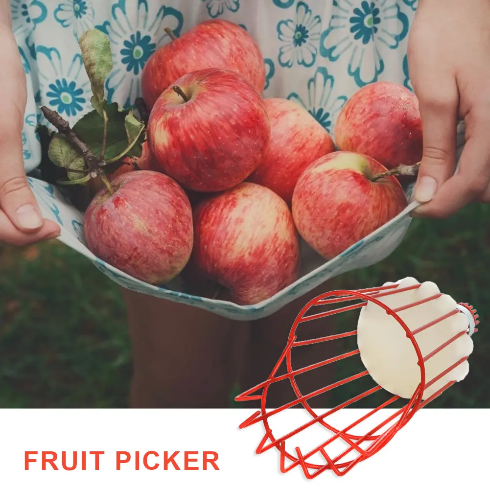 Detachable Farm Garden Tools Fruit Picker Head Carbon Steel Gardening Greenhouse Fruit Collection Picking Catcher Device