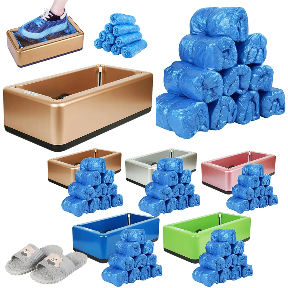 Automatic Shoe Cover Dispenser With100Pcs Disposable Shoe Covers Portable Smart Overshoes Dispenser T Buckle for Home Office