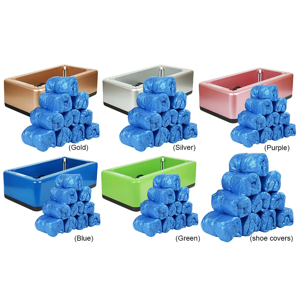 Automatic Shoe Cover Dispenser With100Pcs Disposable Shoe Covers Portable Smart Overshoes Dispenser T Buckle for Home Office