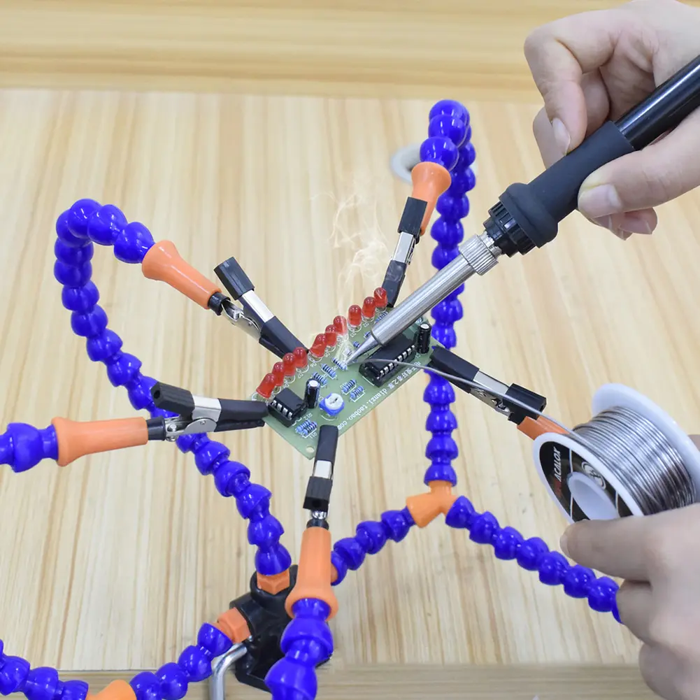 Helping Hands Soldering Third Hand PCB Circuit Board Holder Flexible Arms with Desk Clamp Base for Electronic Boards Repair Tool