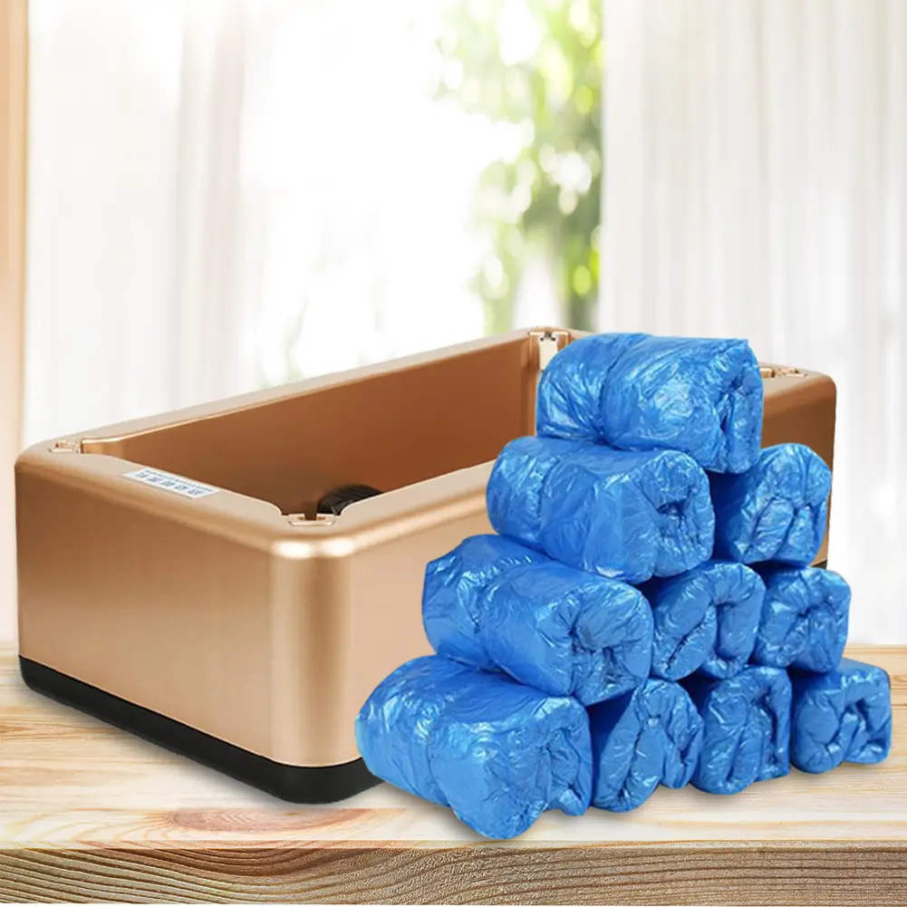 Automatic Shoe Cover Dispenser With100Pcs Disposable Shoe Covers Portable Smart Overshoes Dispenser T Buckle for Home Office