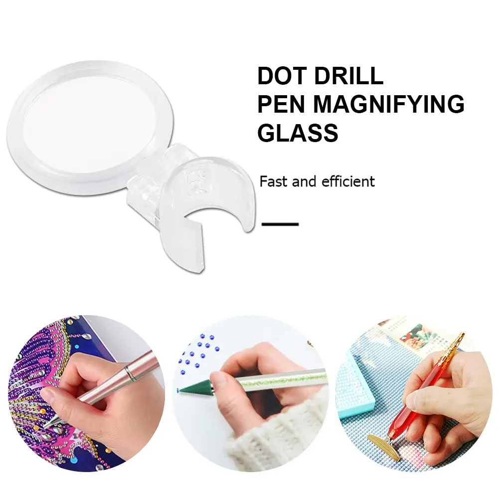 Drill Pen Round Magnifier Clip on Diamond Art Pen Drill Magnifier Diamond Painting Pen Magnifier for Painting Drawing