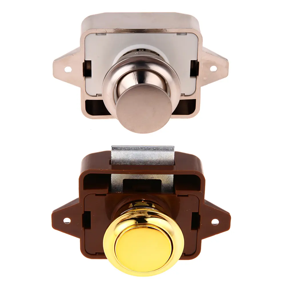 1-5PC Mini Push Lock Button Catch Lock Cupboard Door Knob Camper Caravan Motorhome RV Cabinet Drawer Push Latch Lock Hardware