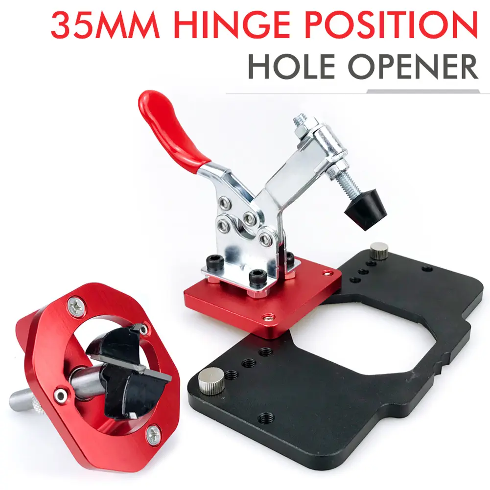 35mm Concealed Hinge Drilling Jig Hinge Boring Hole Drill Guide Locator Aluminum Alloy 35mm Hinge Boring Jig Puncher Template