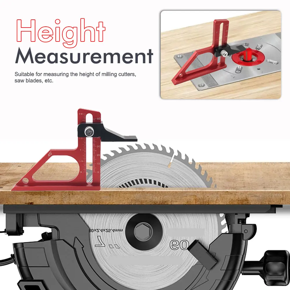 Metal Height Gauge Adjustable Depth Height Measuring Tool with Metric & Inch Scale Height Measuring Gauge for Table Saw Router