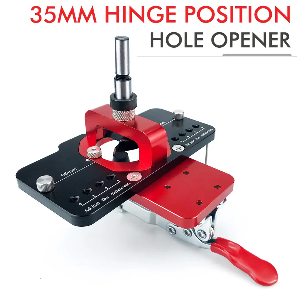 35mm Concealed Hinge Drilling Jig Hinge Boring Hole Drill Guide Locator Aluminum Alloy 35mm Hinge Boring Jig Puncher Template