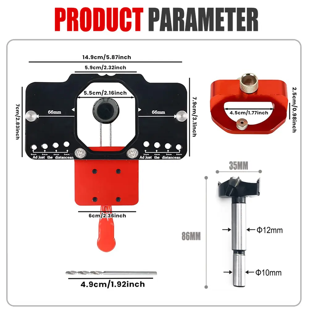 35mm Concealed Hinge Drilling Jig Hinge Boring Hole Drill Guide Locator Aluminum Alloy 35mm Hinge Boring Jig Puncher Template
