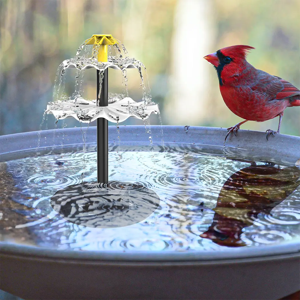 3 Tiered Decorative Fountain with Solar Panel Solar Bird Bath Fountain Outdoor Bird Feeder Multifunction for Garden Decoration