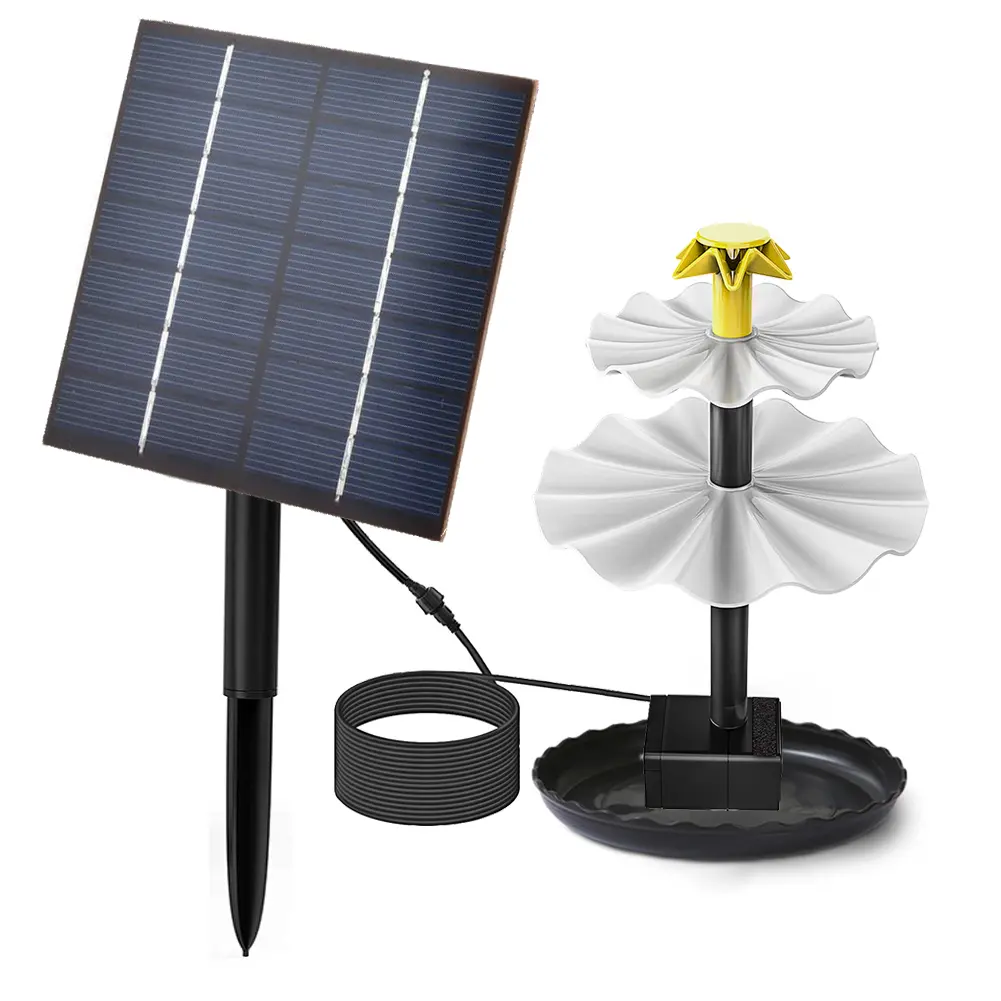 3 Tiered Decorative Fountain with Solar Panel Solar Bird Bath Fountain Outdoor Bird Feeder Multifunction for Garden Decoration
