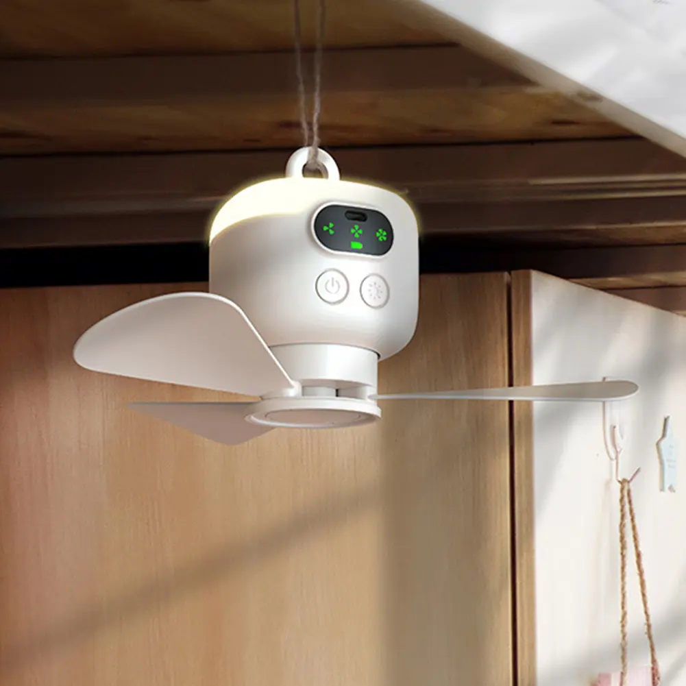 Portable Wireless Ceiling Fan Light Rechargeable Camping Fan with Remote Control Tent Fan for Outdoor Dorm