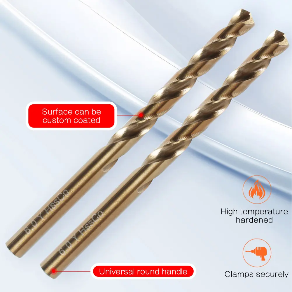 51Pcs Drill Bit Set Round Shank Twist Drill Bits Set Multiple Sizes Cobalt Jobber Twist Drill Bit Set for Cast Iron Wood Plastic