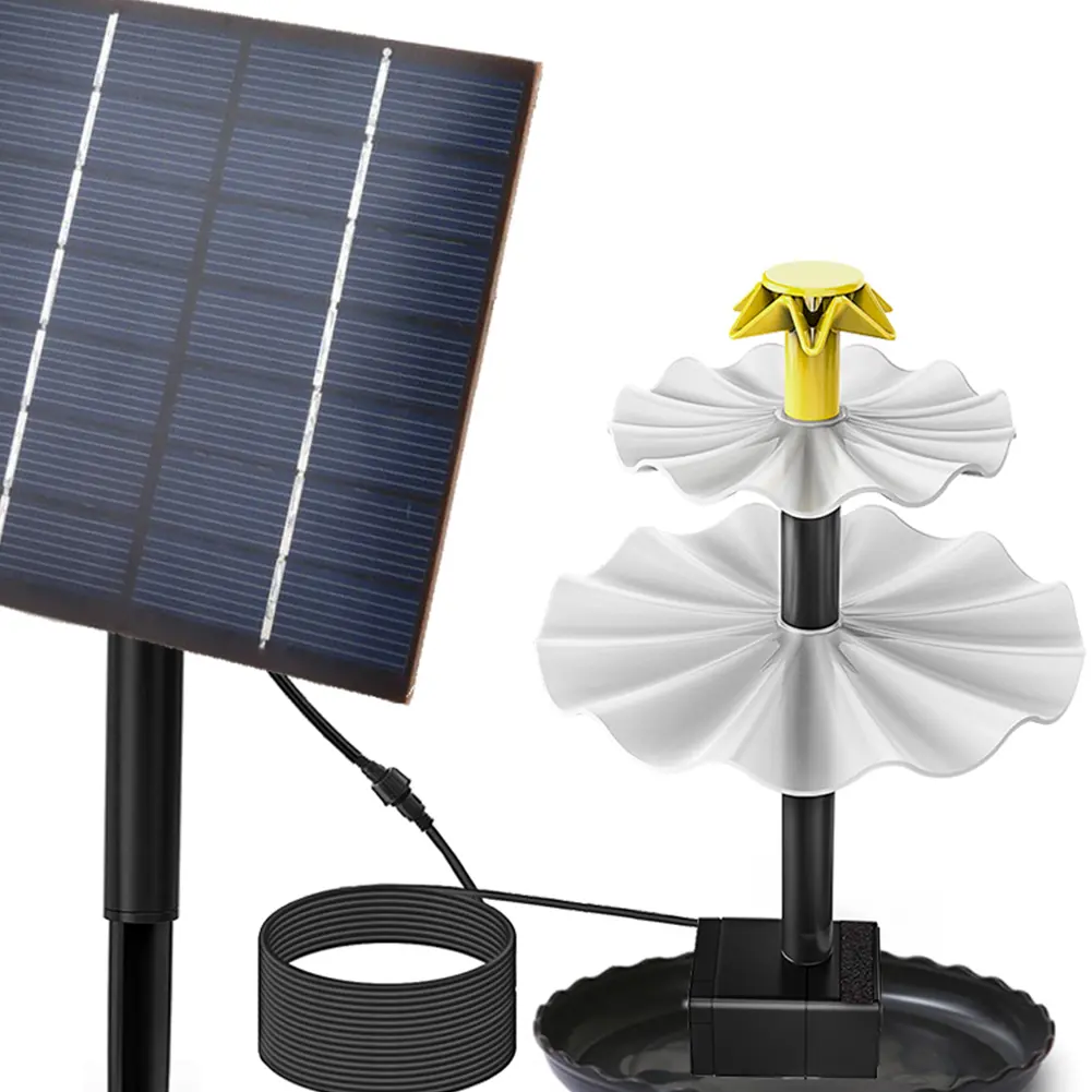3 Tiered Decorative Fountain with Solar Panel Solar Bird Bath Fountain Outdoor Bird Feeder Multifunction for Garden Decoration