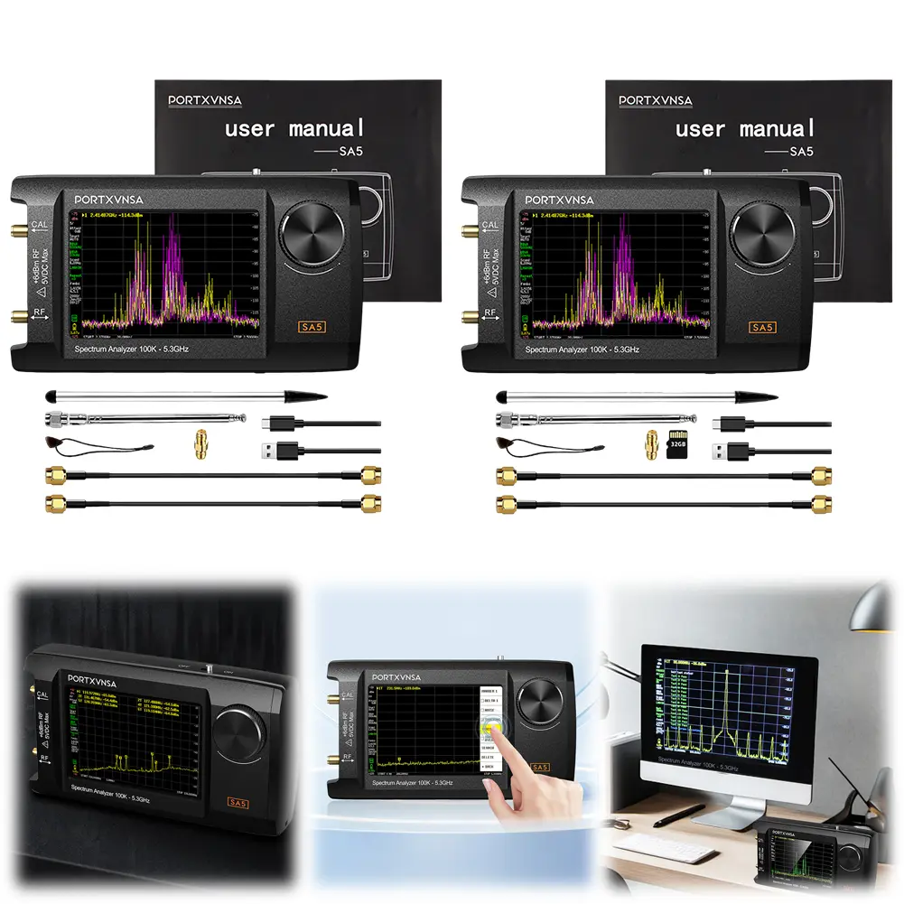 Portable Spectrum Analyzer 2-in-1 Signal Generator 4.0 Inch Frequency Analyzer 100kHz To 5.3GHz 5000mAh Battery with 32GB Card