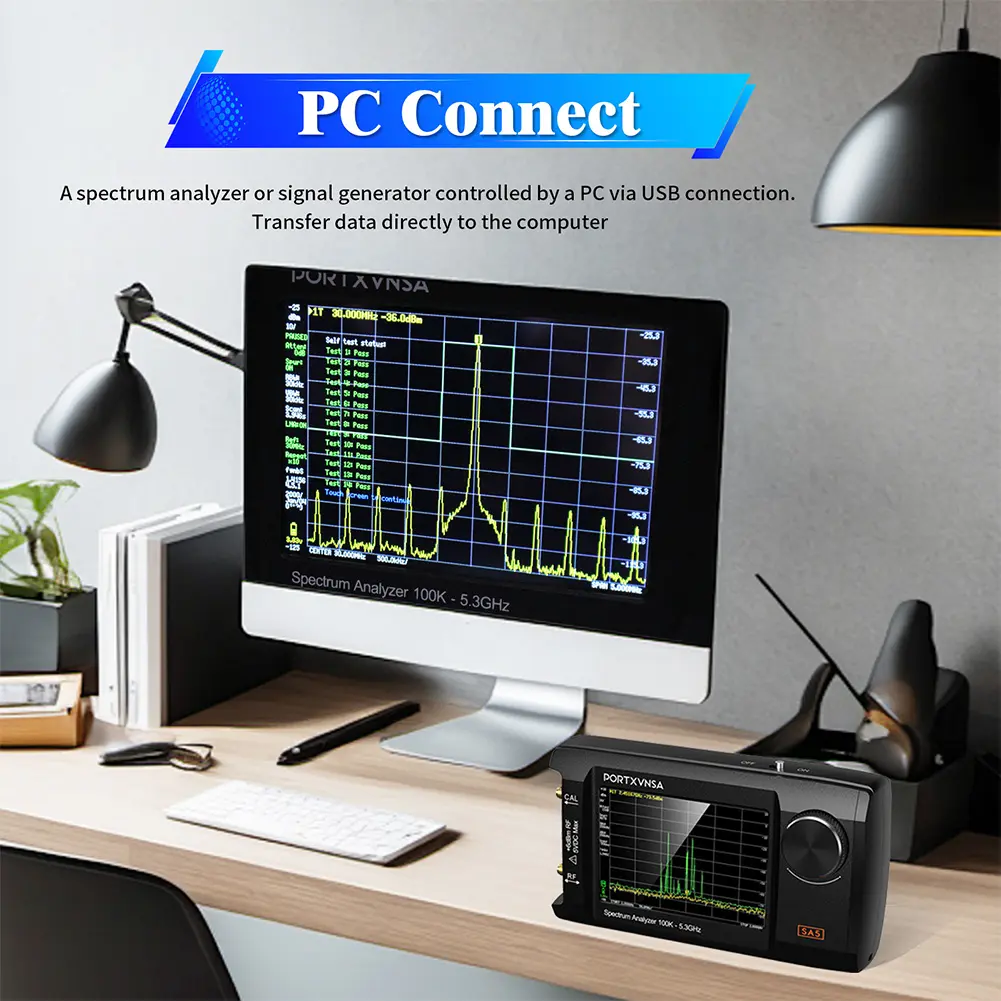 Portable Spectrum Analyzer 2-in-1 Signal Generator 4.0 Inch Frequency Analyzer 100kHz To 5.3GHz 5000mAh Battery with 32GB Card