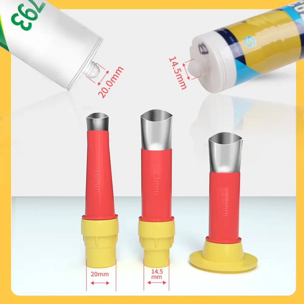 16pcs Stainless Steel Caulk Nozzle Applicator + 6pcs Base Kits Caulking Finisher Glue Sealant Finishing Tools for Kitchen
