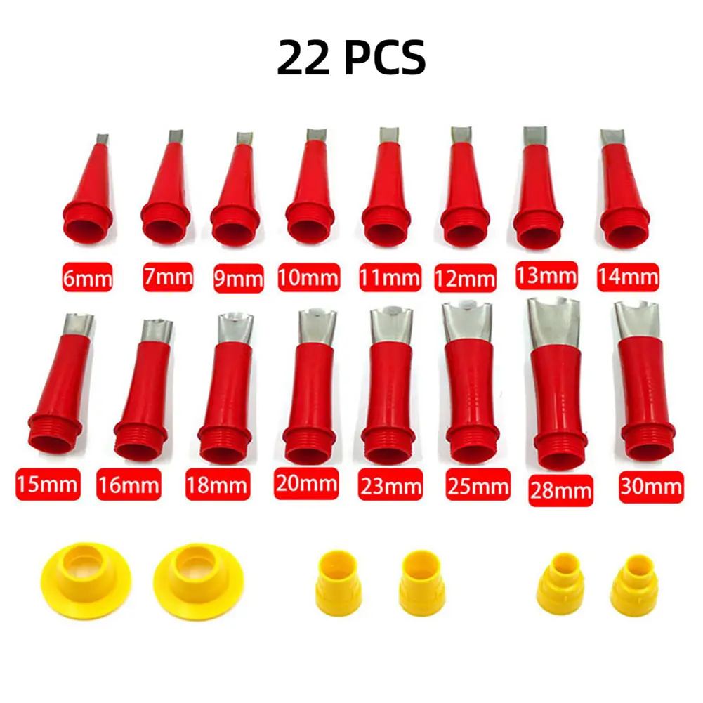 16pcs Stainless Steel Caulk Nozzle Applicator + 6pcs Base Kits Caulking Finisher Glue Sealant Finishing Tools for Kitchen