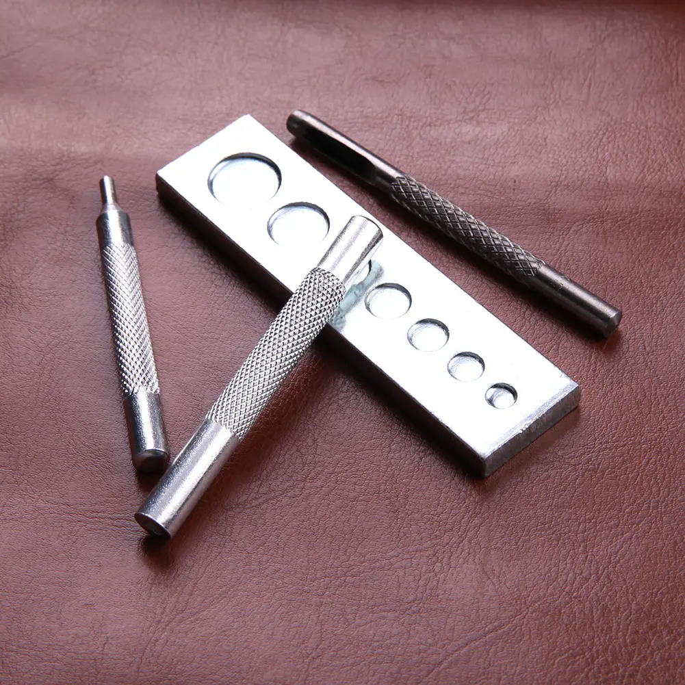4/11/12pcs Die Punch Hole Snap Rivet Button Setter Base Kit For DIY Leather Tool Leather Punch Set Craft Hole Punches