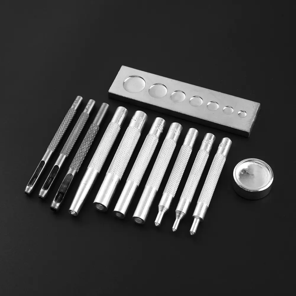 4/11/12pcs Die Punch Hole Snap Rivet Button Setter Base Kit For DIY Leather Tool Leather Punch Set Craft Hole Punches