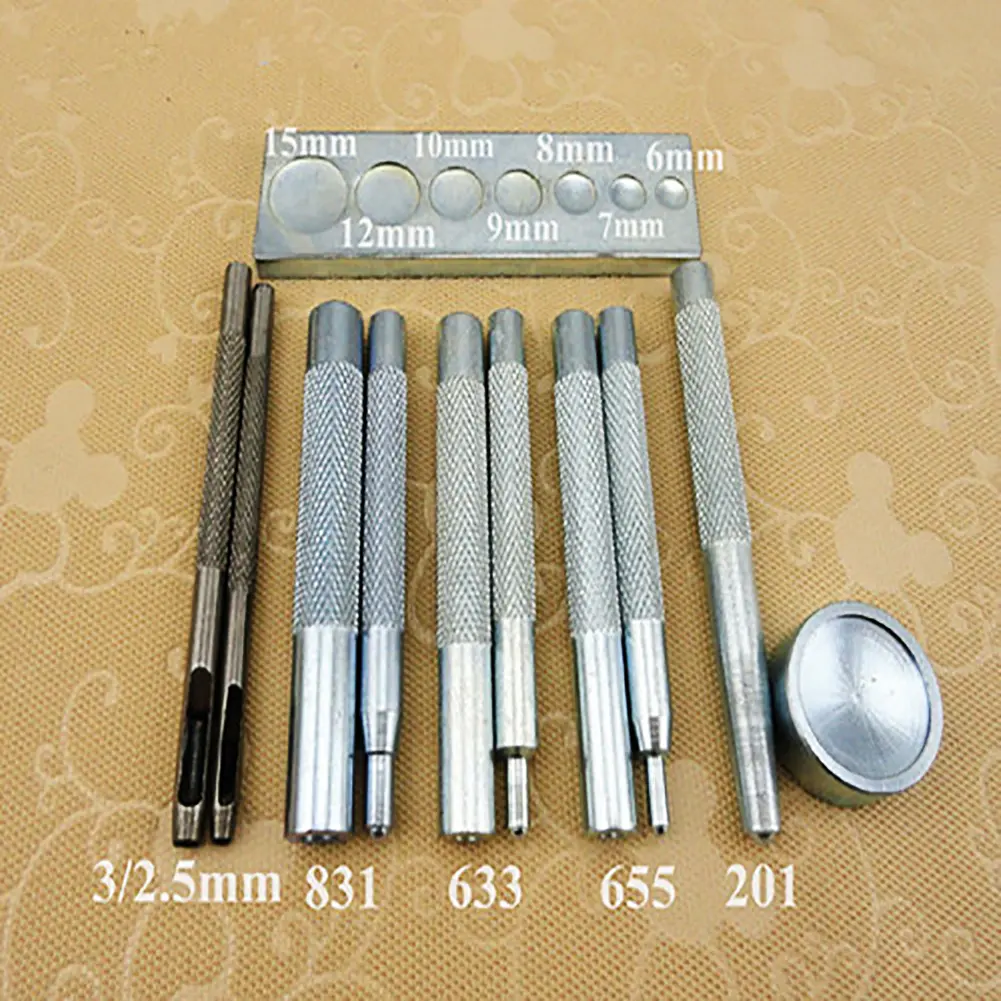 4/11/12pcs Die Punch Hole Snap Rivet Button Setter Base Kit For DIY Leather Tool Leather Punch Set Craft Hole Punches
