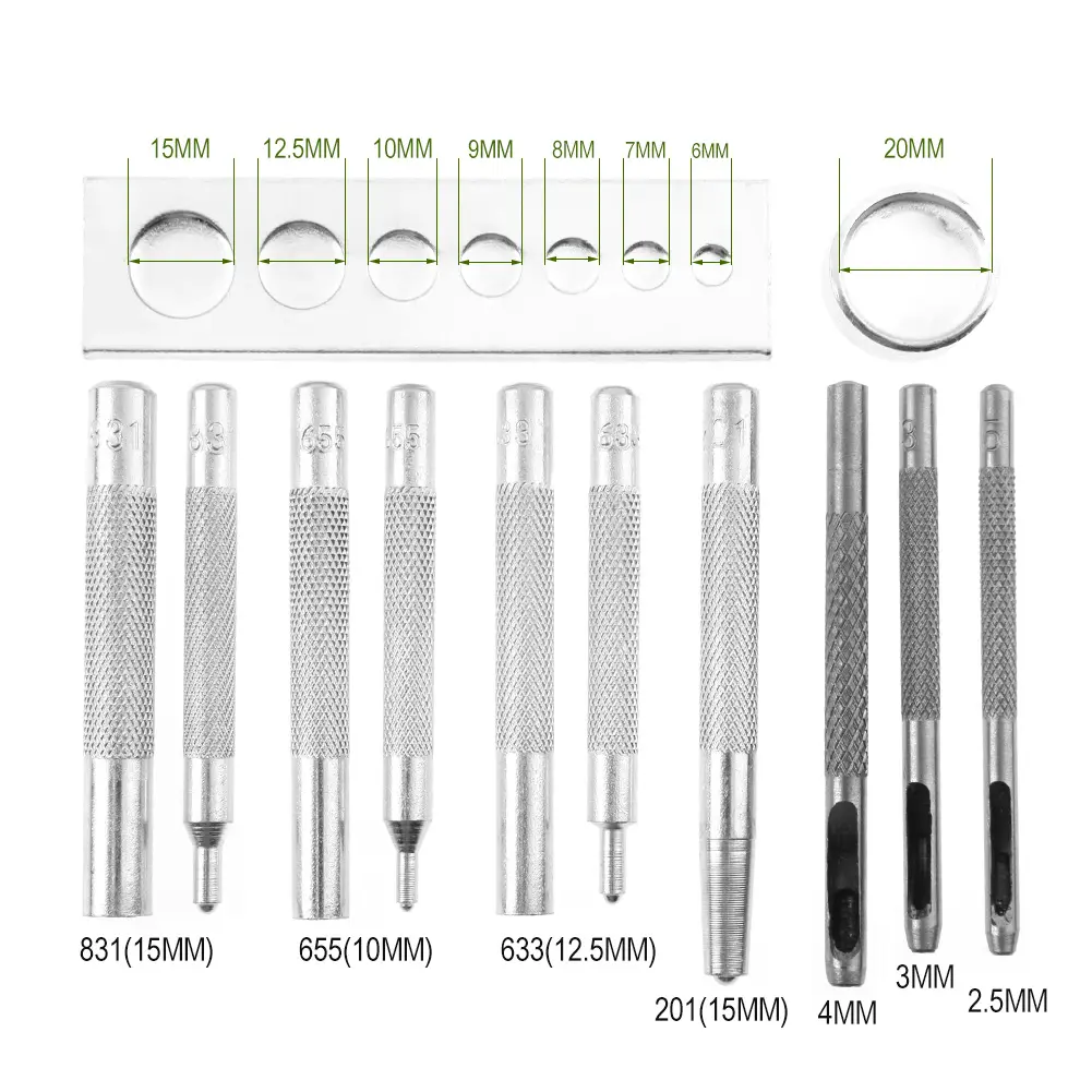 4/11/12pcs Die Punch Hole Snap Rivet Button Setter Base Kit For DIY Leather Tool Leather Punch Set Craft Hole Punches